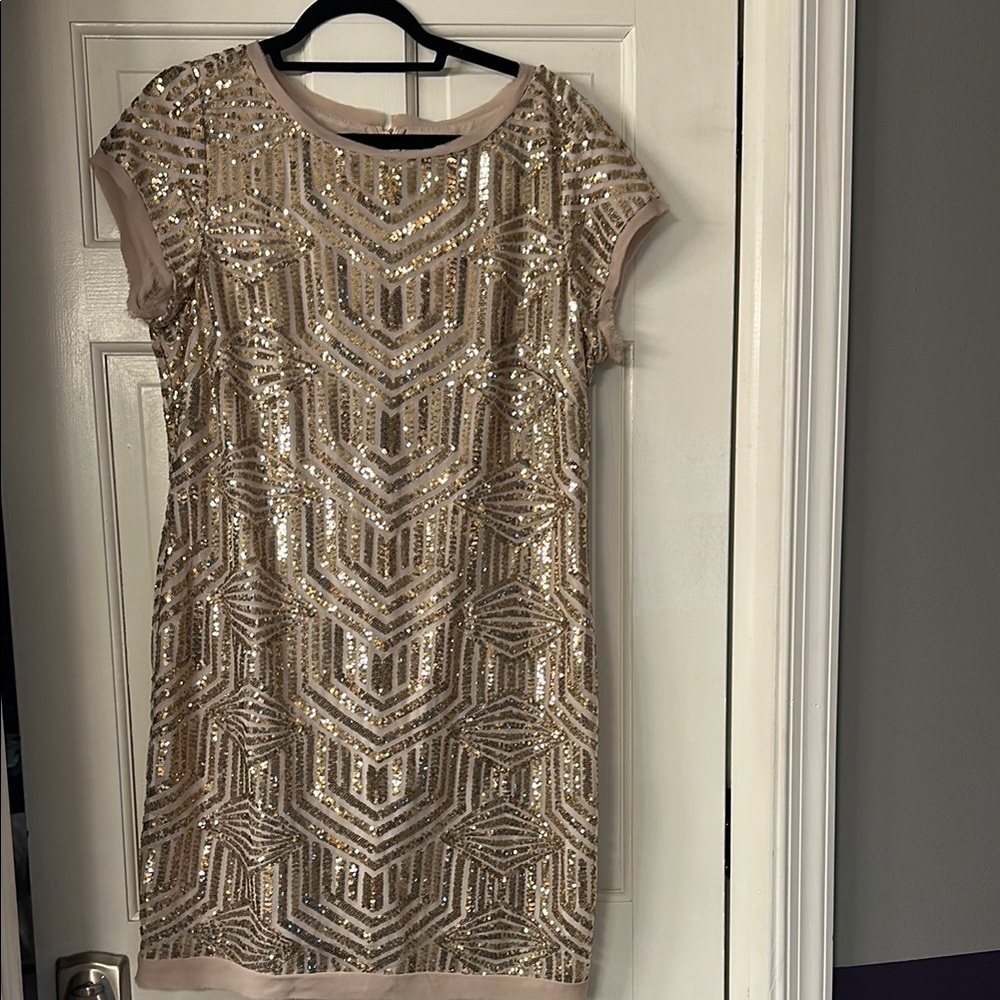 Vince Camuto Gold Sequin Sheath Mini Dress
